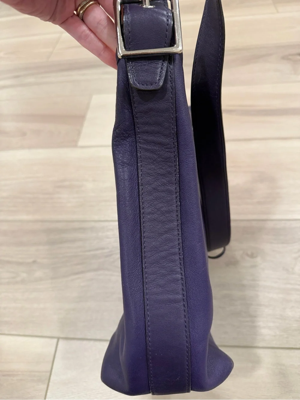 Coach Legacy Leather Hobo Crossbody Bag Purple Marine Plum Tassels 31242